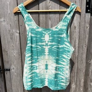 Green & White Tie-dye Like Maje Tank Top